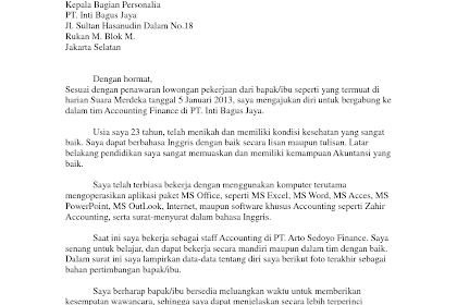 Contoh Surat Lamaran Kerja Yang Baik Dan Benar Bahasa Inggris