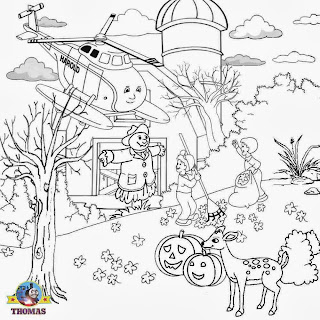 Leaf sweeping fall farmyard orchard tree fun Trick or treat printable coloring sheets for youngsters