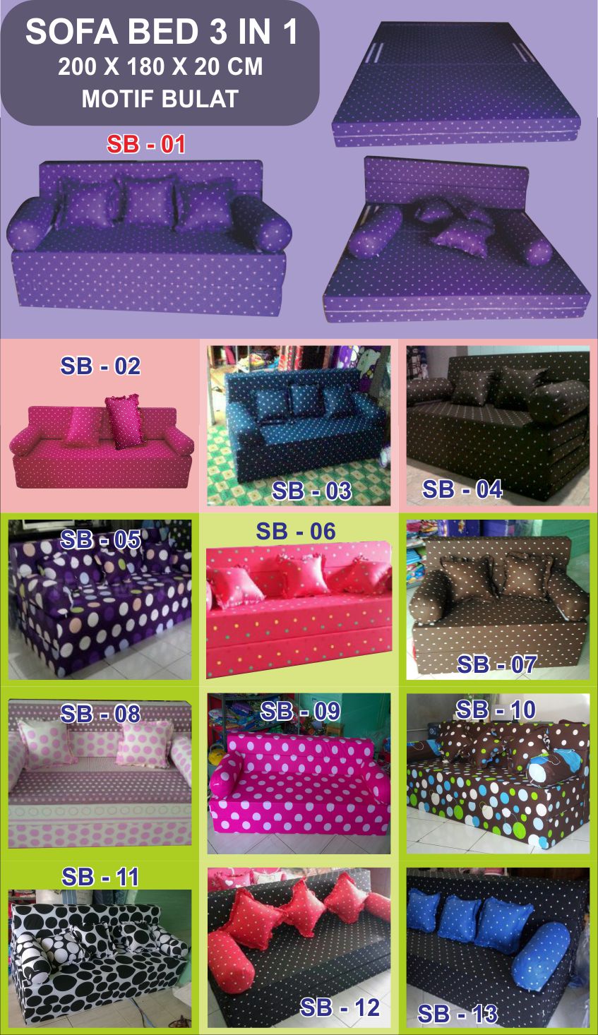 MUFIDAH FOAM SOFA BED INOAC MOTIF POLKADOT HARGA PROMO MURAH Rp