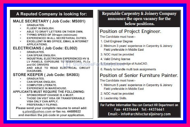 Vacancies For Qatar