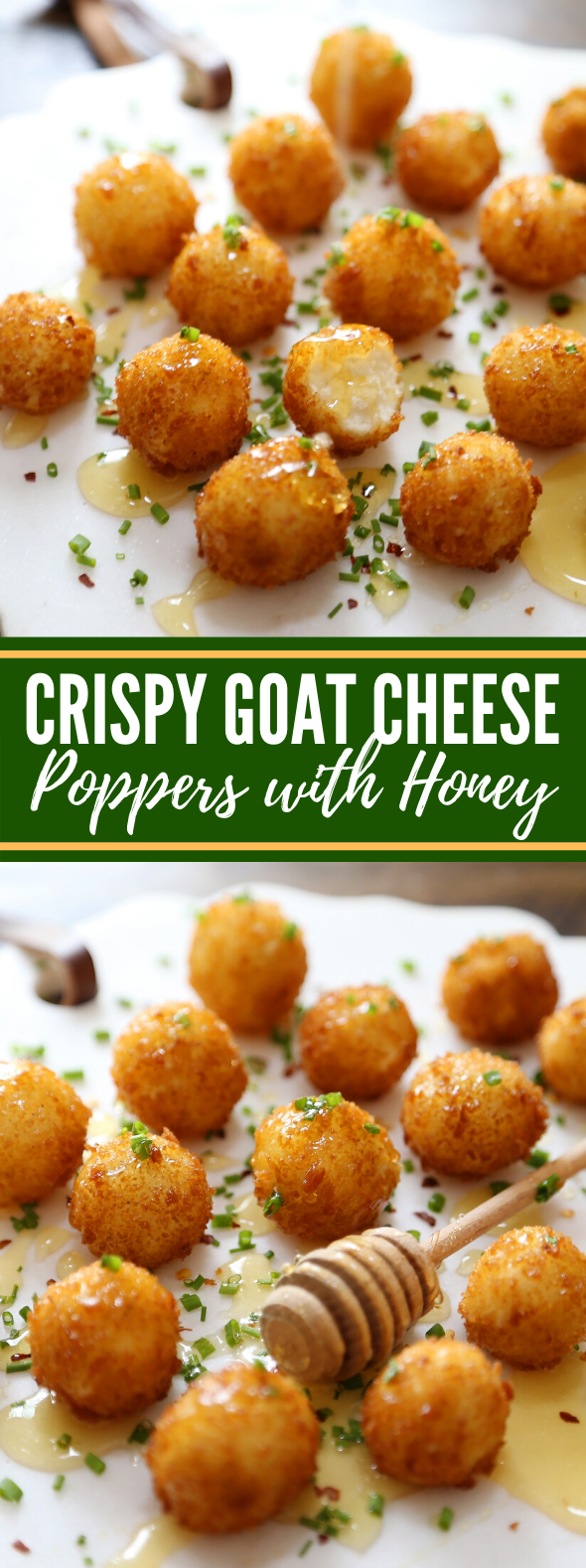 CRISPY GOAT CHEESE POPPERS WITH HONEY #appetizers #vegetarian