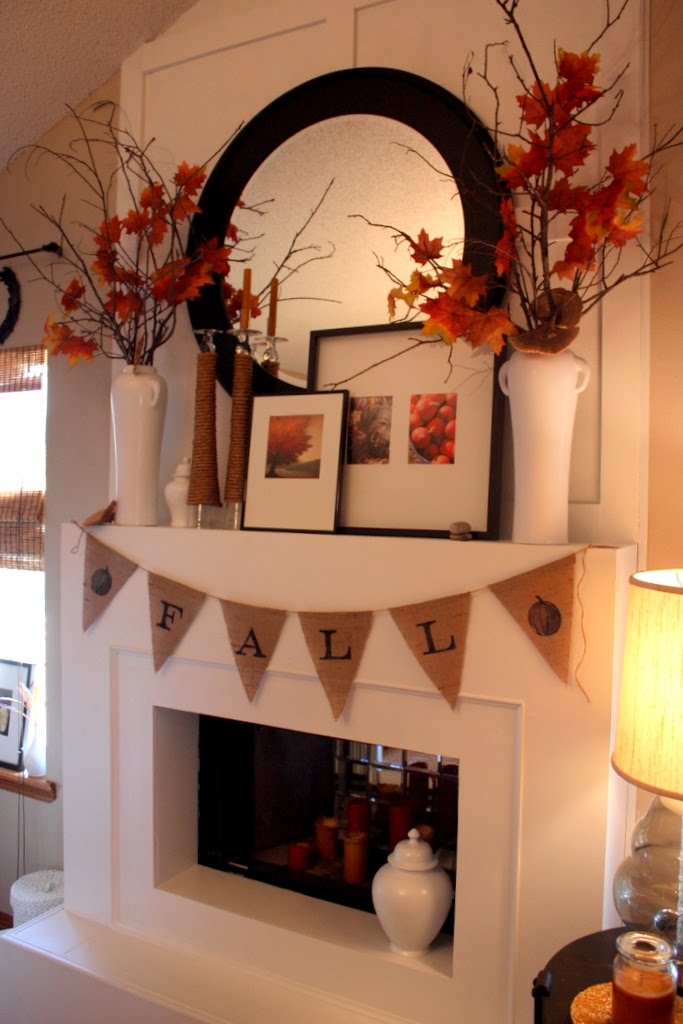 fall mantel, autumn mantel