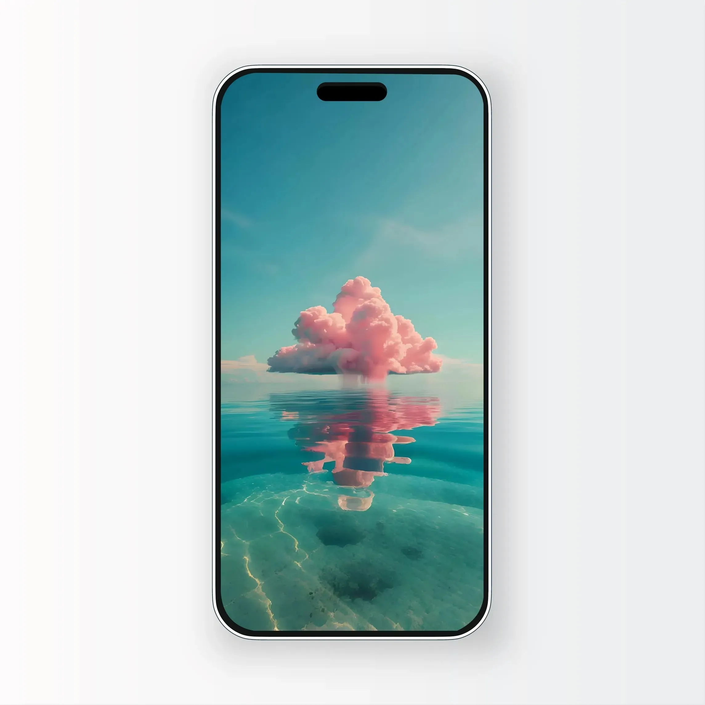 Blue Sea With Pink Clouds - Wallpaper 4K HD Phone Wallpaper Background