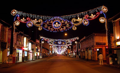 Grand arches in the Little India District gets lighted up at the start of the Singapore Festival of Lights