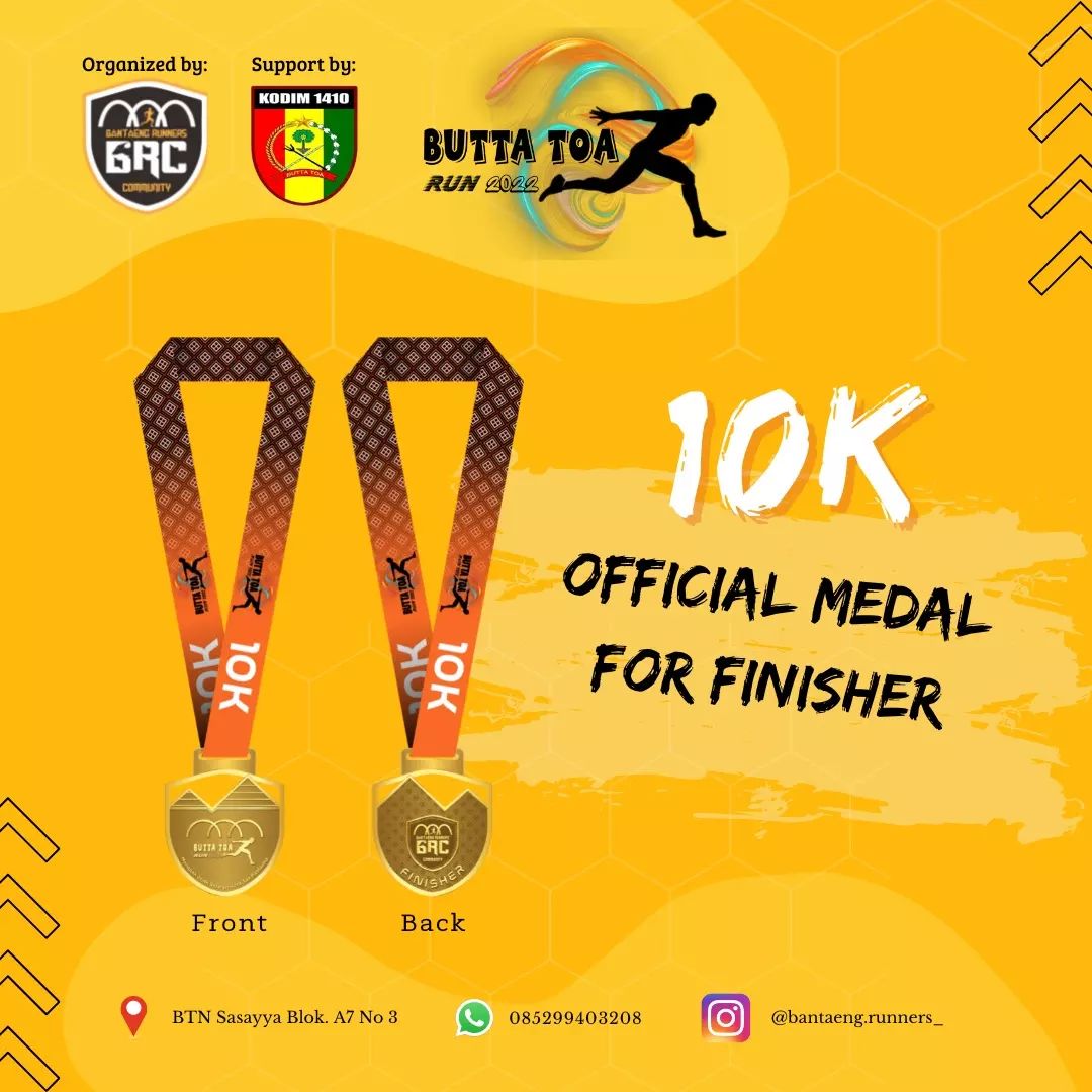 Medali 10K 🥇 Bhayangkara Butta Toa Run â€¢ 2022