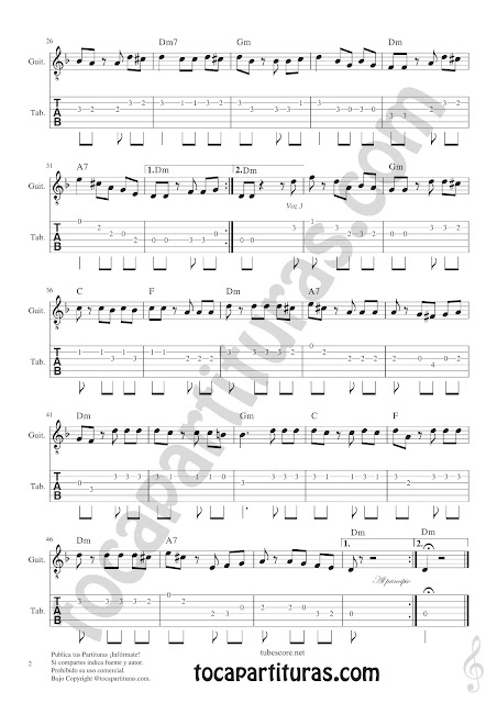 Hoja 2  Tablatura y Partitura de Guitarra Punteo de Ha vuelto el Ñolo Tablature Guitar Tabs Sheet Music for guitarrists