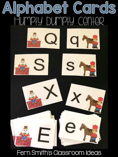 Click Here to Download This Alphabet Matching Centers with a Humpty Dumpty Theme for Your Classroom Today!