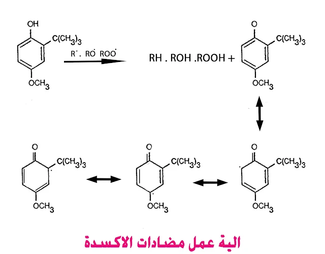 الية عمل مضادات الاكسدة BHT