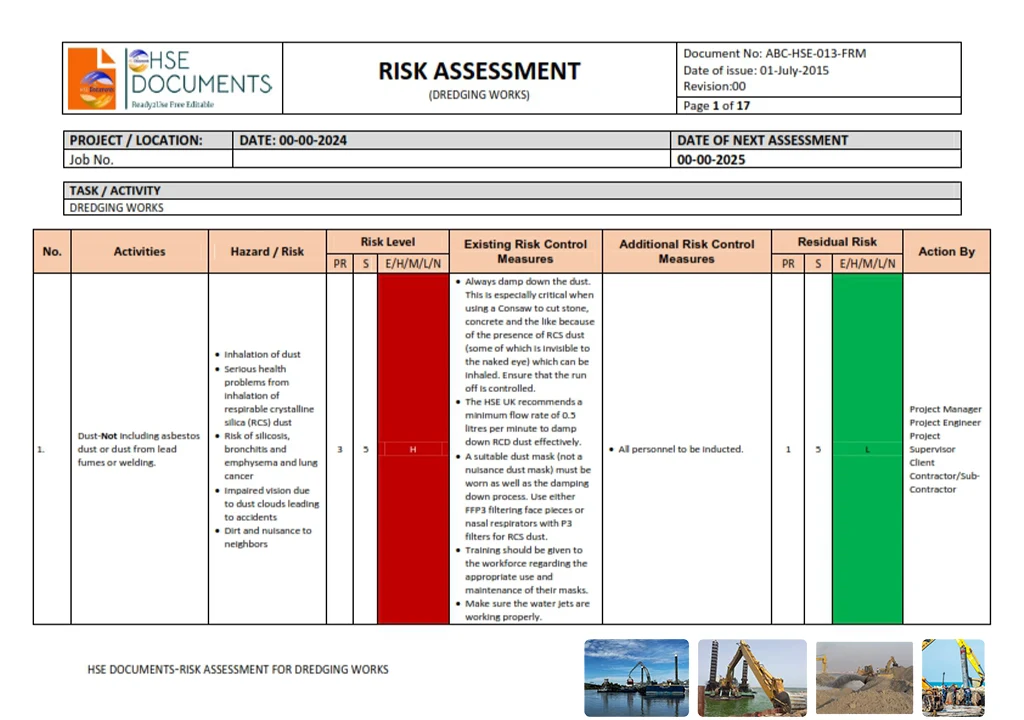 HSE DOCUMENTS-RISK ASSESSMENT FOR DREDGING WORKS