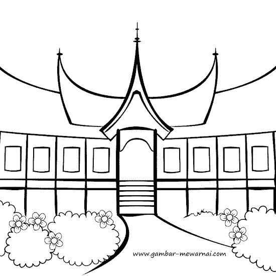 Contoh Gambar Mewarnai Rumah Bolon