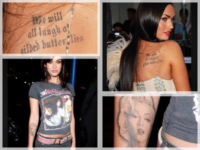 Megan Fox Tattoos on her body