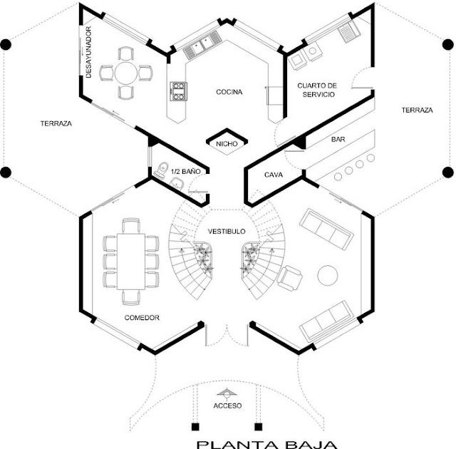 PLANO DE CASA HEXAGONOS O CASA ABEJA