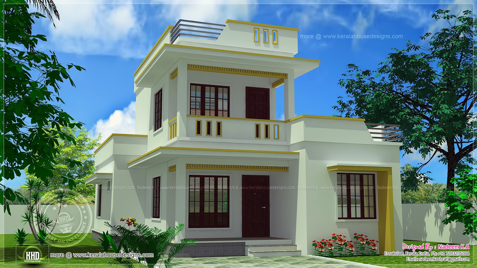  Simple  flat roof home  design  in 1305 sq feet Kerala 