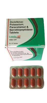Diclofenac Serratiopeptidase Paracetamol Tablets | Laadic-SP