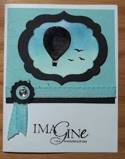 Card made with Stampin'UP! cloud embossing folder and Up, Up and Away Stamp set