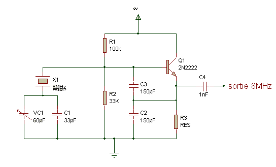 schéma de l'oscillateur de référence à quartz 