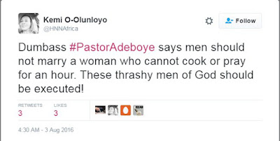 Kemi Olunloyo Blasts R.C.C.G General Overseer, Adeboye 'On The Type Of Woman To Marry'