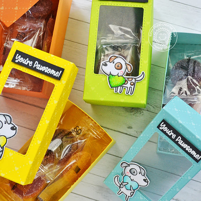 Sunny Studio Stamps: Puppy Love Treat Boxes by Marine Simon (featuring Mini Mat & Tag Dies)