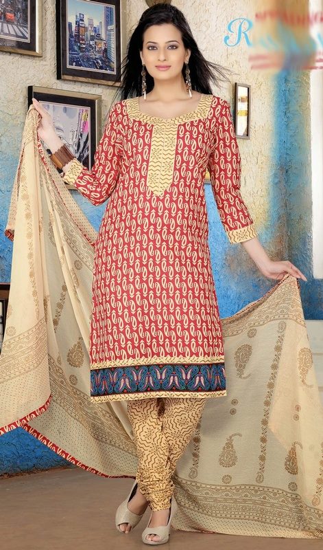 Casual Wear Printed Cotton Dress Material Collection