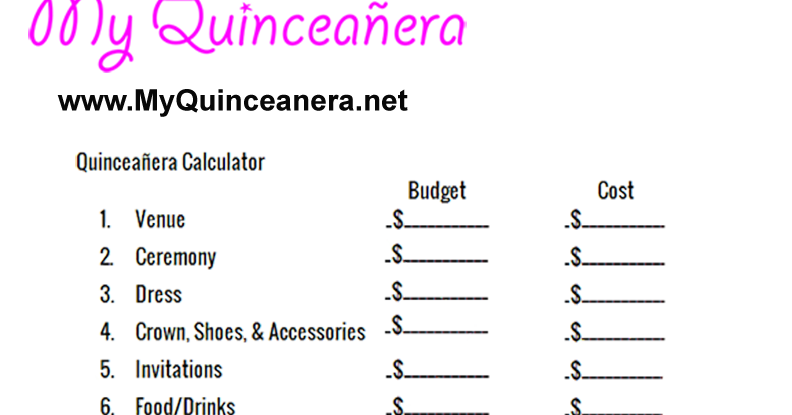 My Quinceañera: Budget Calculator