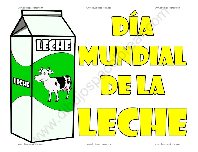 Día Mundial de la Leche dibujo a color y para colorear