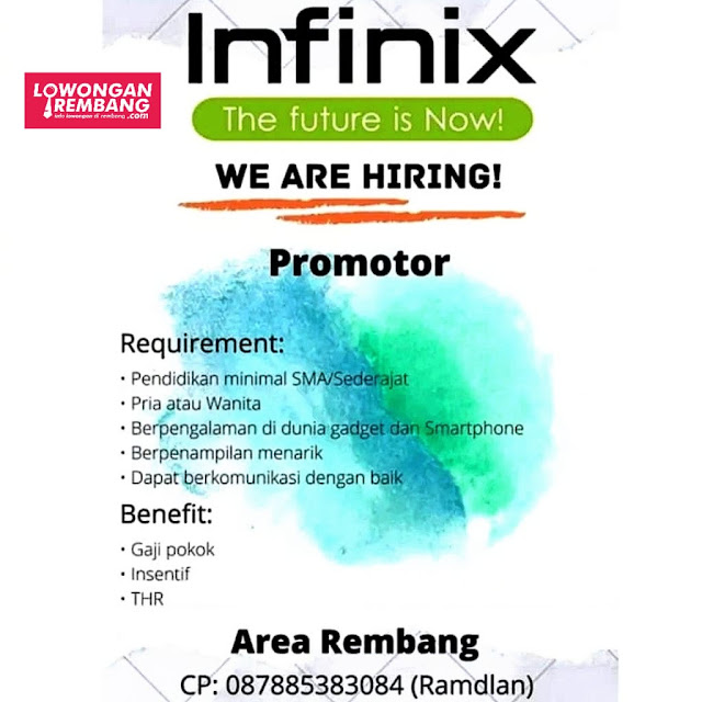 Lowongan Kerja Pegawai Promotor Handphone Infinix Area Rembang