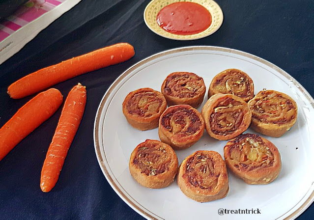 Veggie Pinwheel Tikki Recipe @ treatntrick.blogspot.com