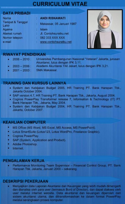 Contoh CV (Curriculum Vitae) Lamaran Kerja Fresh Graduate Terupdate -  Pengertian, Contoh, dan Manfaat | Klik Pengertian
