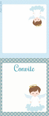 Cute Angel in Light Blue, Free Printable Invitations, Labels or Cards.