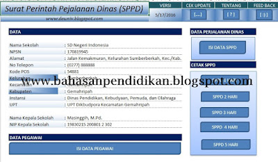 Program Aplikasi SPPD ( Surat Perintah Perjalanan Dinas ) 2016