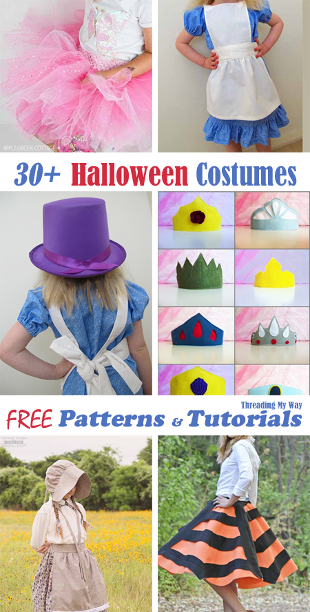 30 Free DIY Halloween Costumes - tutorials, patterns, templates, inspiration ~ Threading My Way