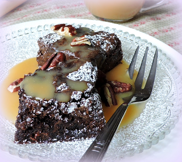 Mochachino Brownies with White Mocha Sauce