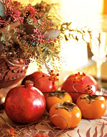 Add autumn fruits like pomegranates and persimmons to make a simple