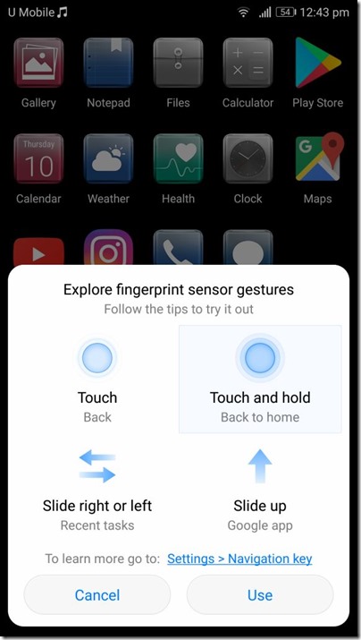 Huawei P10 Plus home button gesture