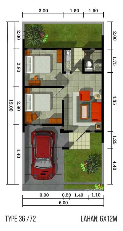 IDE Segar Denah Rumah  Minimalis  Type 36 untuk Renovasi