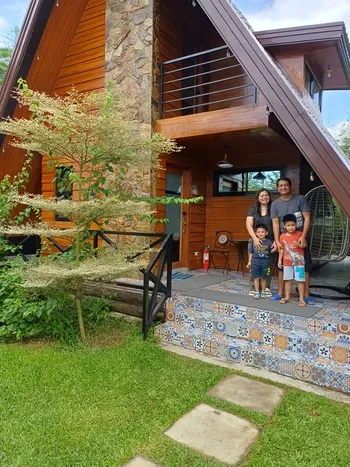 Our family photo at Purico’s Cabin Resort