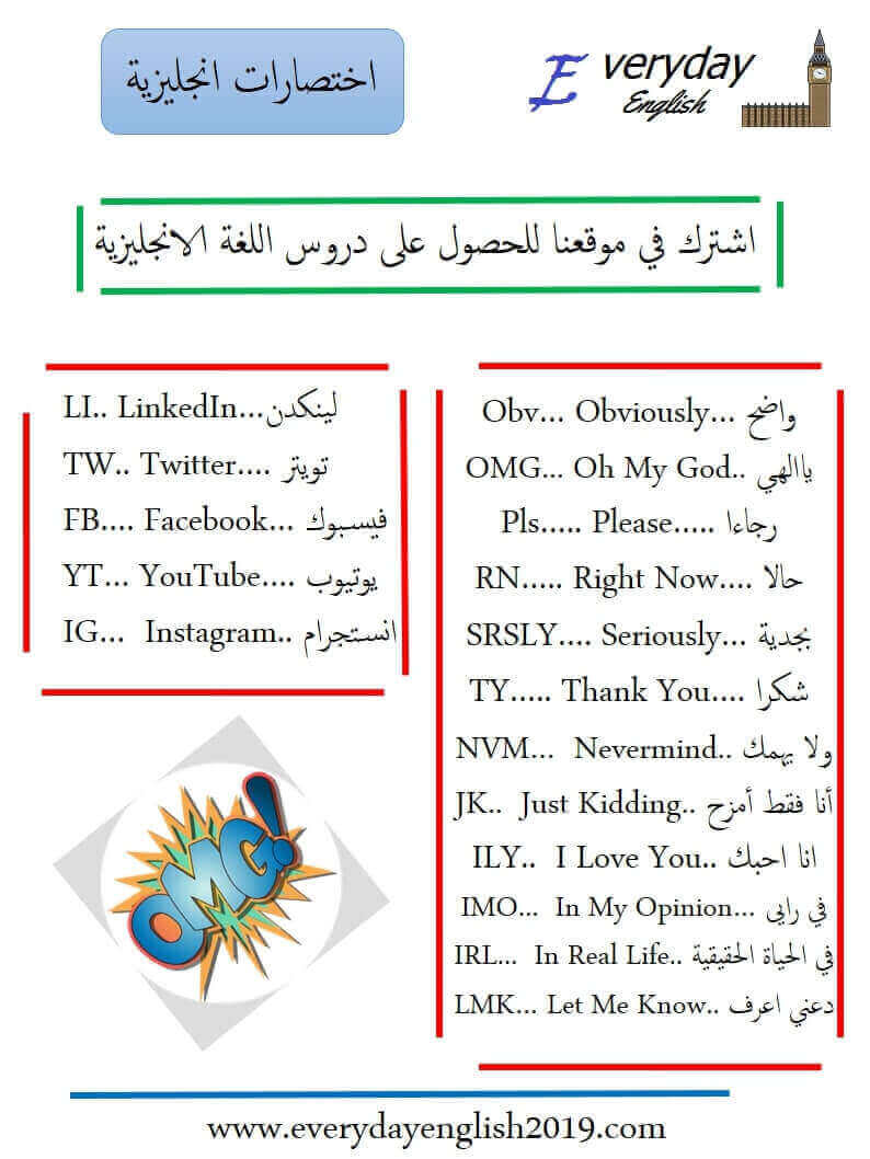 اختصارات انجليزي