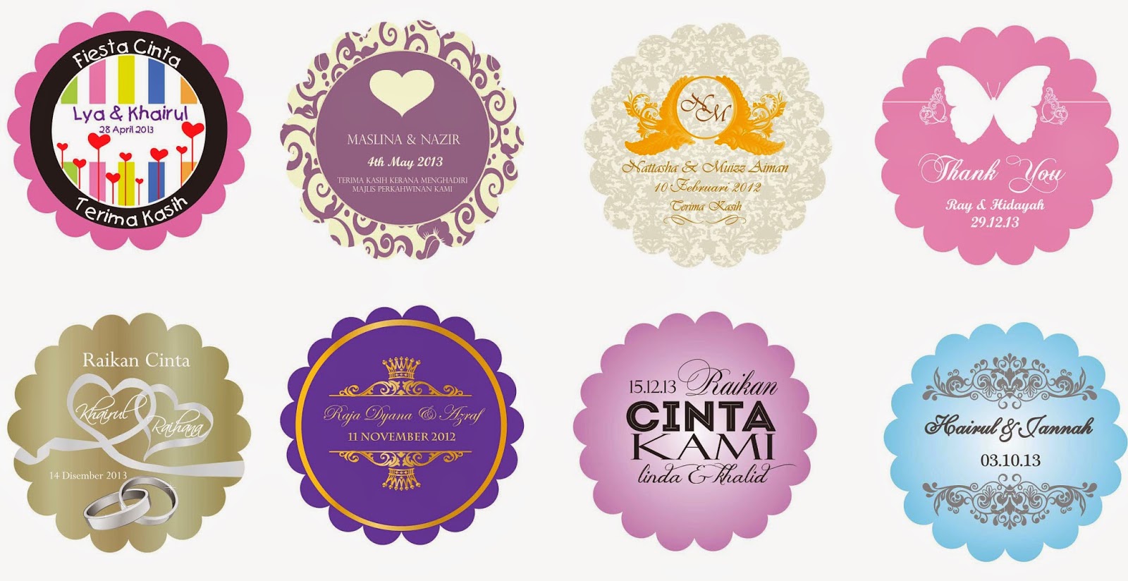 Oh Mai Wedding - Door gift Sticker Kahwin Bunting Button 