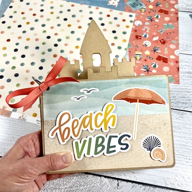 beach vibes sand castle shaped scrapbook album