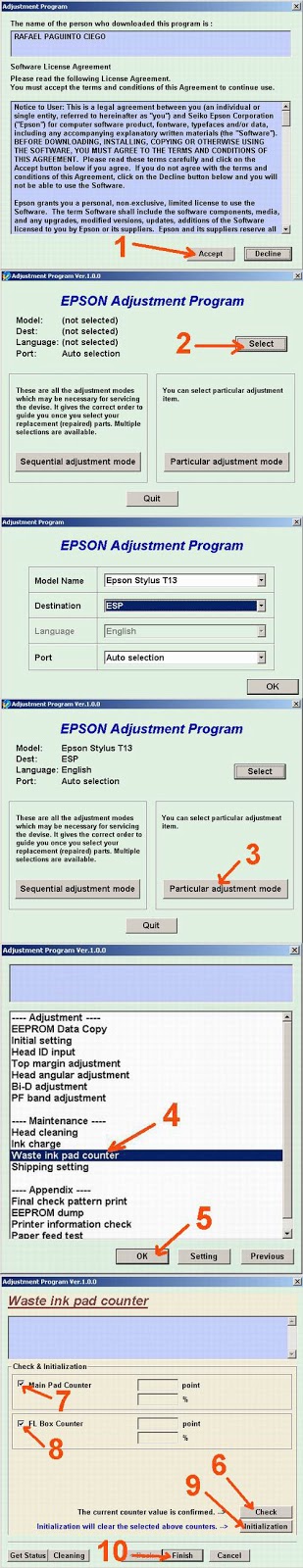 CARA RESET EPSON T13 atau TX121 | SERVICE PRINTER CENTER