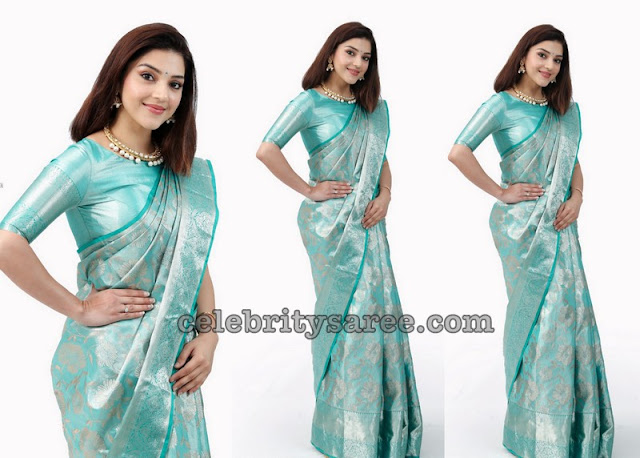 Mehreen Pirzada in Silver Zari Saree