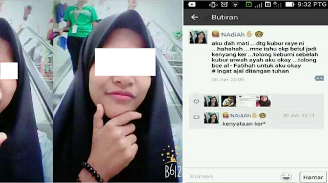 Innalillah! Wanita Ini Membuat Status Di Facebook "Aku Dah Mati" Langsung Menjadi Kenyataan