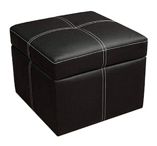 DHP Delaney Small Square Ottoman with Storage, Rich Faux Leather, Black
