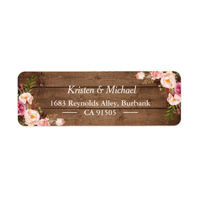  Rustic Wood Blush Pink Romantic Floral Label