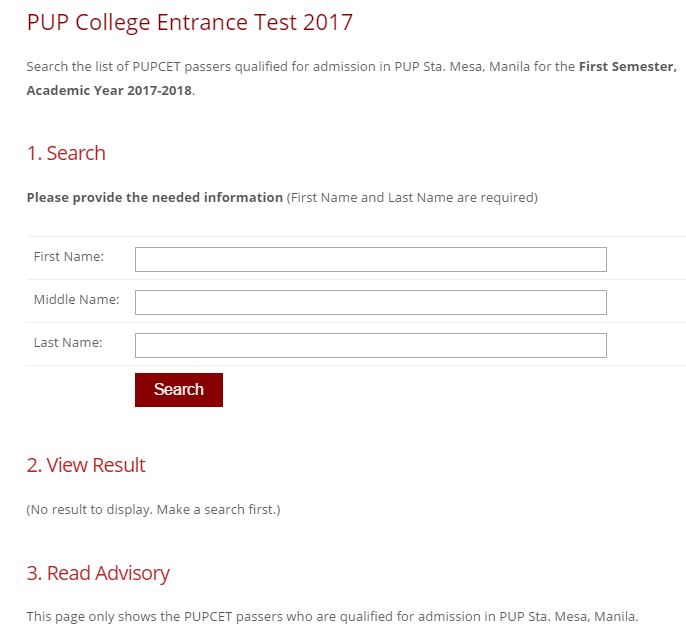 PUPCET results 2017