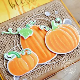 Sunny Studio Stamps: Pretty Pumpkins Burlap Backed Pumpkin Card by Lexa Levana