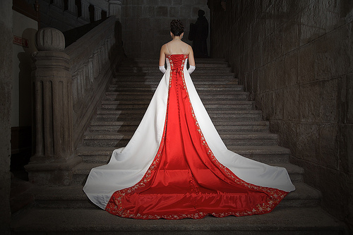 red vintage wedding gowns