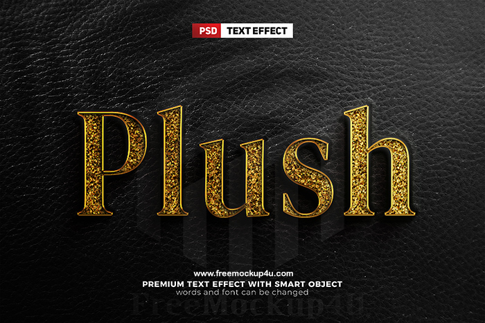 Plush Gold Glitter 3D Text Effect Mockup Logo Psd
