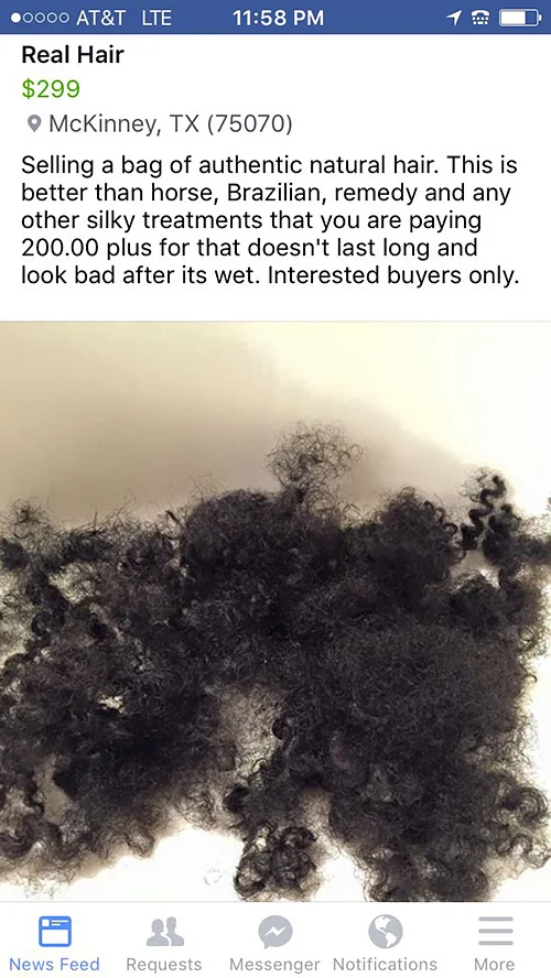 Human Hair For Sale At A Garage Sale