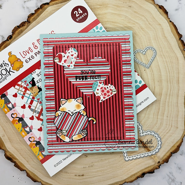 You're purr-fect by Danni features Love & Meows, Newton's Heart, Frames & Flags, and Heart Frames by Newton's Nook Designs; #inkypaws, #newtonsnook, #lovecards, #cardmaking, #cardchallenge, #catcards
